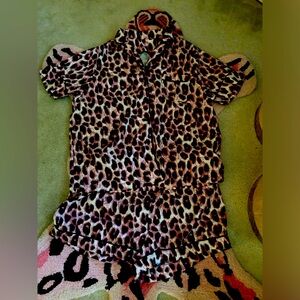 Pink Leopard Pajamas Shorts Set